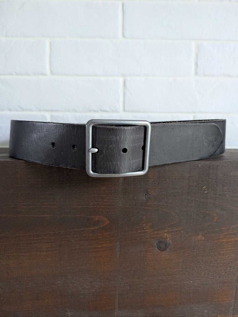 Men's American Eagle Outfitters Genuine Leather Dark Grey Faded Black Wide Belt